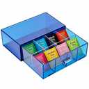 Acrylic Tea Bag Organizer and Storage Box Stackable Tea Bag Holder with Drawer for Countertop, Neon Pink