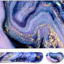 4-in-1 Large Gaming Mouse Pad, Keyboard Wrist Rest Pad & Wrist Support Mousepad Set, Extended Desk Pad Waterproof Desk Mat for Home Office Study Game - Purple Marble