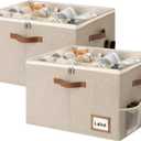 StorageWorks Shoe Oragnizer for Closet, 2 Pack Shoe Storage Cubes Holds Up to 16 Pairs, Space Saving Storage Boxes with Lid and Hanldes, Taupe