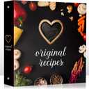Recipe Binder, 3 Ring Recipe Book with dividers, Plastic Sleeves and Pages, Kitchen Conversions Inside, Modern Black Design with Vegetables, Gift for Home Cooks and Chefs