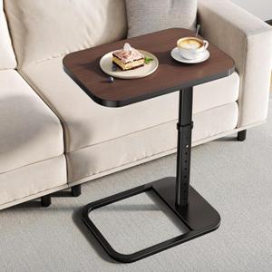 Adjustable Height TV Tray Table with Bumper Rounded Corner Design & Flip-top Side Table for Bedroom, Living Room, Bathroom and Study, End Table for Eating, Dinner or Laptop, Espresso