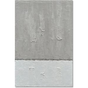 NANKAI Art Hand-Painted Grey and White Minimalist Oil Painting Large Canvas Modern Abstract Oil Painting Home Wall Art 45x30 inches (Nkhb224)