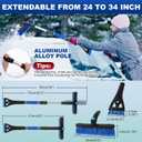 34" Extendable Ice Scrapers for Car Windshield 2-in-1 Snow Brush for Car Snow Scraper for Car Snow Scraper and Drush with Ergonomic Foam Grip for Cars, Trucks, SUVs with 360 Pivoting Brush Head Blue