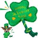 St. Patrick's Day Dog Toy, Squeaky Dog Toys with Rope, Plush Shamrock Clover Stuffed Toys, St. Patrick's Day Gifts for Small and Medium Dogs, Only Suitable for Pet Use