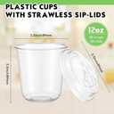 Baderke 50 Sets Clear Plastic Cups with Lids, Iced Coffee Cups with lids,Disposable Plastic Smoothie Cup for Cold Drinks, Sip Lid (12 oz)