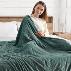 Electric Blanket Full Green Heated Blanket 72''X84'', Ultra Soft Silky Flannel Heating Blanket with 5 Heat Levels & 10 Hrs Timer, ETL Certified & Overheat Protection, Gifts for Grandma(Hunter Green)