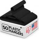 IRIS USA Hangers 50 Pack, Clothes Hangers, Flexible Plastic Hangers with Shoulder Grooves & Accessory Hooks, Dorm Room Essentials Closet Organizer, Hangers for Lightweight Shirts Pants Dress, Black (Standard)