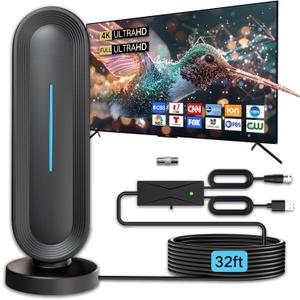2025 Indoor Digital TV Antenna for Smart & Traditional TVs HD Amplified HDTV Antenna with Long Range Reception, Free Local Channels, Easy Setup, Supports 4K/1080P, Ideal for Home, RV(32ft)