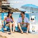 Low Beach Chair with Umbrella High Back Folding Camping Chair for Adults Breathable Mesh Seat and Back with Padded Headrest Cup Holder Storage Pocket Adjustable Tilt Sunshade Portable for Beach