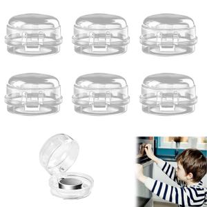 Gas Stove Knob Safety Covers: 6Pcs Child Proof Stove Covers, Non-Universal Baby Proof Oven knobs Locks for Only Height Under 1.65" - Transparent (black)