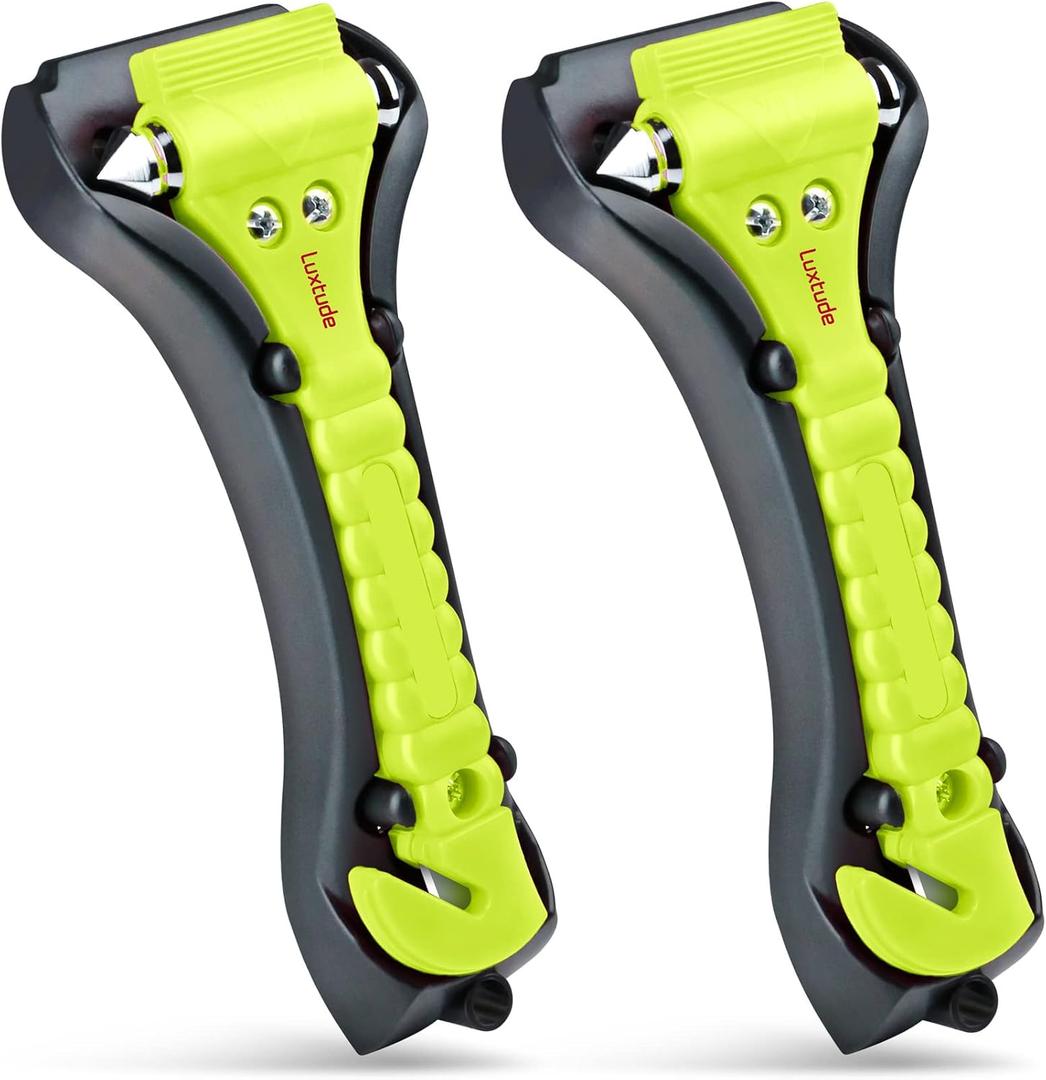 Luxtude Car Window Breaker and Seatbelt Cutter, Car Emergency Escape Tool with Glass Breaker Seat Belt Cutter, 2-in-1 Car Safety Hammer, Premium Carbon Steel Automotive Life Rescue Tools Kit, 2 Pack