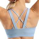 AFITNE Strappy Sports Bra for Women Crisscross Back Medium Support Padded Workout Fitness Yoga Bra with Removable Cups.XL