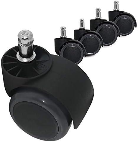 Guildrey 5 Pcs Office Chair Caster Wheels, 7/16” (11mm) Stem Diameter, Protecting Floor Rubber, Standard Stem, Easy Install for Replacement