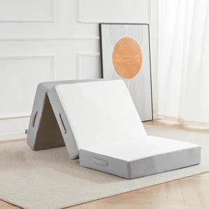 Lazyzizi Folding Mattress, 6 Inch Single Memory Foam Tri-fold Mattress with Breathable & Washable Bamboo Fiber Fabric Cover, Foldable Floor Guest Bed for Camping, Road Trip, 75*25