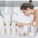 17PCS Bathroom Accessories Set, White Bathroom Set Bathroom Accessories Set with Trash Can, Toilet Brush, Toothbrush Holder, Qtip Holder & 3PCS Soap Dispenser