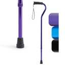 Medline Gel Grip Aluminum Cane with Offset Handle, Adjustable Height 29"-38", 300 lb. Weight Capacity, Purple - Ideal Mobility Aid