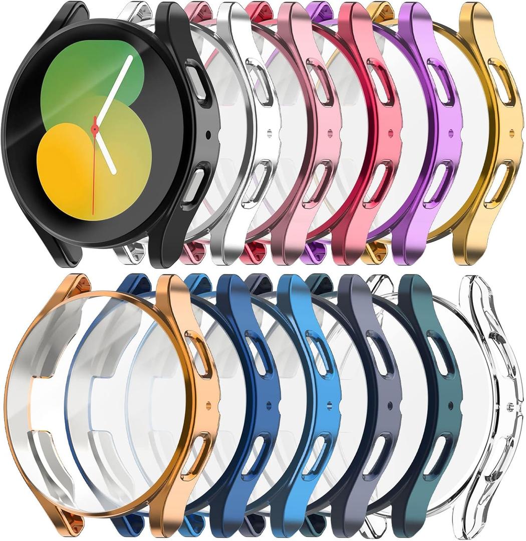 Rc-Z for Samsung Galaxy Watch 5/Galaxy Watch 4 44mm Case, 12-Pack Soft TPU Bumper Full Around Face Cover Screen Protector Replacement Accessories for Samsung Galaxy Watch 4/Galaxy Watch 5 44mm