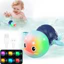 Gigilli Rechargeable Swimming Turtle Bath Toys, Baby Bath Toys for Kids Ages 1-3 2-4, Light Up Bathtub Pool Water Toys, Comes with Batteries, Toddlers Baby Shower Birthday Gifts (Blue)
