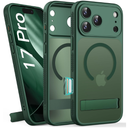BXYJY for iPhone 17 Pro Magnetic Case with Stand, 2 Privacy Screen Protectors, Camera Control, Compatible with MagSafe, Full Lens Protection, Military Drop, Translucent Case for iPhone 17 Pro, Green