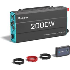 Renogy Inverter P2 2000 watt Pure Sine Wave Inverter, Solar Car Power Inverter 12V to 120V AC Converter for RV, Truck, Camping, Home Backup, Outdoor, Emergency, Off-Grid Living, 16.4FT Remote Control Renogy Inverter P2 2000 watt Pure Sine Wave Inverter, Solar Car Power Inverter 12V to 120V AC Converter for RV, Truck, Camping, Home Backup, Outdoor, Emergency, Off-Grid Living, 16.4FT Remote Control