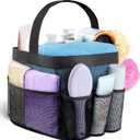 Attmu Mesh Shower Caddy Portable for College Dorm Room Essentials with 8 Pockets, Hanging Caddy Dorm Basket, Quick Dry Shower Bag for Bathroom (Black)