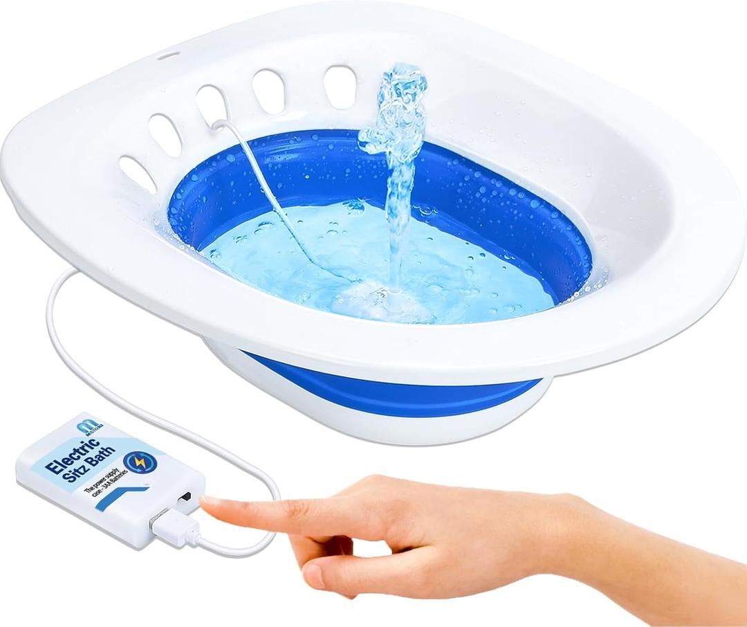 Msiori Electric Sitz Bath for Toilet Seat - Suitable for Pregnant Women and Perineal Care, Hemorrhoids, Sits Bath Kit for Women, Perineal Soaking - Yoni Steam Seat - Collapsible - Navy