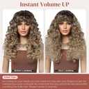 LONAI Curly Wig with Bangs for Women Long Honey Blonde Kinky Wigs with Bangs WIG006 Curly Shag Synthetic Wig for Daily Use Party Cosplay-Ombre Honey Blonde