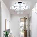 CLAIRDAI 16.1" Crystal Ceiling Light Fixture Modern Crystal Chandelier Flower LED Chandeliers Flush Mount Ceiling Light for Bedroom Dining Room Living Room (6500K Cool White)