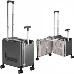 Xtaeptos 20" Rideable Carry On Luggage, Top-Opening Suitcase, Dark Gray, Small