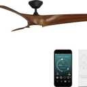 Zephyr Smart Indoor and Outdoor 3-Blade Ceiling Fan 52in Matte Black Distressed Koa with Adjustable CCT 2700K-3000K-4000K-5000K LED Light Kit and Remote Control works with Alexa, iOS or Android App