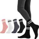 Pilates Socks with Grips for Women Long Non-Slip Yoga Grippy Socks for BarreBalletDance & HospitalAnti-Skid Workou (5.5-10, Black/White/Grey/Pink)