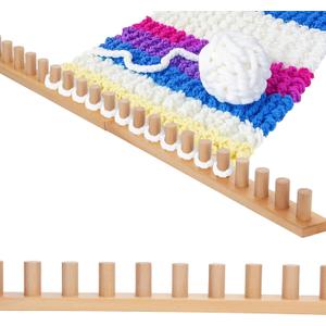 Sienson 48" Chunky Knitting Loom for Blanket Making Foldable Wood Frame, Portable DIY Hand Knitting Kit for Beginners, Reusable Blanket Loom for Bulky Yarn Crafts & Gifts
