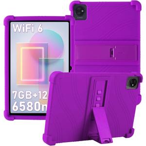 ATOOZ Soft Silicone Case for Blackview Tab 30/70 WiFi Tablets 10.1 Inch - Purple & Purple OSCAL Pad70/60 Case with Bracket for Kids