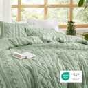 Bedsure Tufted Boho Comforter Set Full Size - Sage Green Boho Bed Set, GentleSoft 3 Pieces Farmhouse-Style Embroidery Bedding, Gifts for Woman, Soft Jacquard Full Comforter for All Seasons