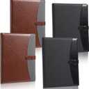 Eersida 4 Pcs Padfolio 3 Ring Leather Binder Business Portfolio Folder A4/ Letter Size for Organizer Documents Business Cards Conference Office Gifts Back to School for Men or Women (Black,Brown)