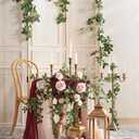 Ling's moment 2PCS Artificial Floral Swags Centerpieces Burgundy Wedding Flower Greenery Arrangements for Sweetheart/Head Table Decor Wedding Car Wall Window Arch Home Garden Decor Blush Marsala