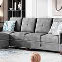 Shintenchi Sectional Couch,Convertible L Shaped Couch with Storage,Sofa Set with Storage Ottoman for Living Room,Light Grey