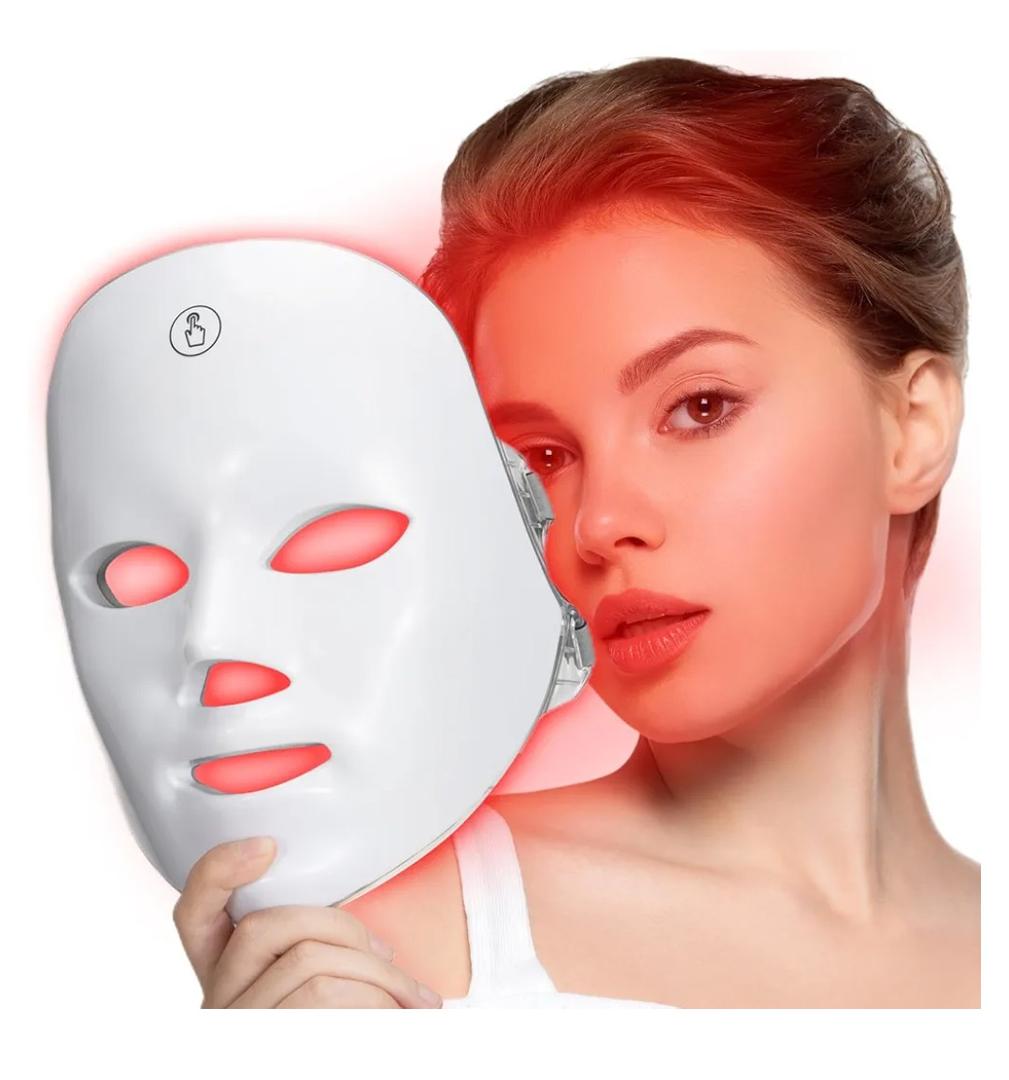 SUERBEATY Red Light Mask For Face, 7-1 Colors Red Light Face Mask, Facial Skincare At Home, Cordless, Portable and Rechargeable
