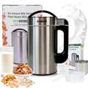 Anatole Nut Milk Maker 51oz 1500ml Stainless Steel Raw Almond Milk Machine 7-In-1 Automatic Soy Oat Cow Plant-Based Milk Homemade Dairy-Free Beverages with Filter Recipe 110V