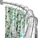 YNL Curved Shower Curtain Rod 35-82In(2.9-6.8Ft), Brushed Nickel Rounded Rustproof Shower Rod for Bathroom Bathtub, Arched Shower Rod, Never Rust|Extra Space|Non-Slip|Expandable|Need to Drill