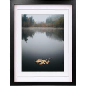 Egofine 12x16 Picture Frame Black Covered by Plexiglass Made of Solid Wood, Display Pictures 9x12 and 11x14 with Mat or 12x16 Without Mat for Table Top and Wall Mounting