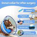 2-in-1 Inflatable Dog Cone Collar with Detachable Anti-Licking Shield, Soft Adjustable Elizabethan Collar for Dogs After Surgery (XL, Blue)
