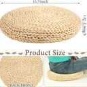 Barydat 12 Pcs Floor Cushions Round Large Pillow Seating Meditation Floor Pillow Boho Natural Woven Seat Cushion Japanese Tatami Cushion for Yoga Room Balcony Chair Pad, 15.75 Inch