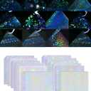 Button Maker Supplies 200 PCS Sparkling Stickers Paper for Pin Maker Machine Kit, 12 Styles Holographic Laminate Sheets for Button Maker Machine, Holographic Paper for Button Press