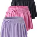 3 Pack Womens Flowy Athletic Shorts  2-in-1 Butterfly Running Shorts with Built-in Spandex Liner, Casual Workout Gym (Pink/Lavender/Black)