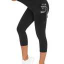 THE GYM PEOPLE Thick High Waist Capris Yoga Pants with Pockets, Tummy Control Workout Running Yoga Leggings for Women, XL