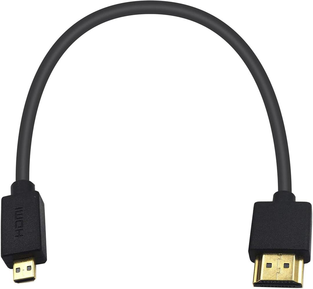 Duttek Micro HDMI to HDMI Cable 1FT/30cm, Extreme Slim Short HDMI to Micro HDMI Cable Support 18Gbps, High-Speed, 4K@60Hz, 2160p, 48-Bit Color, 3D for Sony A6500, A7,Canon Camera (Male to Male)