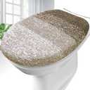 OLANLY Soft Microfiber Bathroom Toilet Lid Cover, Machine Washable Covers, 17.5x15, Stays in Place Rubber Backing, Fits Most Round, Elongated and Oblong Lids, Accessories Decor, Coffee