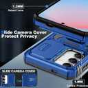 Atump for Samsung Galaxy S24 FE Case with [2Pcs] HD Screen Protector & Slide Camera Cover, Rotated Ring Kickstand [Military Grade Shockproof] Protective Case for Galaxy S24 FE 6.7", Navy Blue