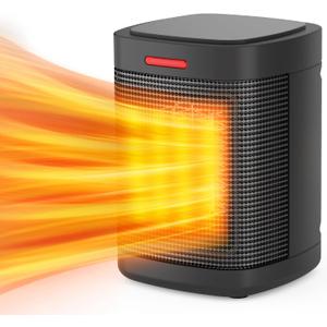 500W Small Space Heater for Indoor Use, Ceramic Personal Heater with Overheating & Tip-Over Protection, Mini Quiet Desk Heater for Home Office Bedroom